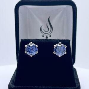 Beautiful 4ct Violet Blue Tanzanite Earrings in Sterling Silver Stud Posts